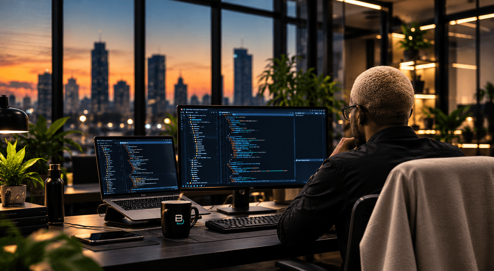 A software engineer building a digital product in a Johannesburg office